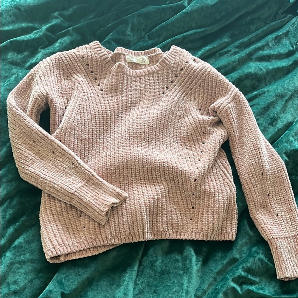 Pink Rose Women's Sweater - Soft Pink Crew Neck
